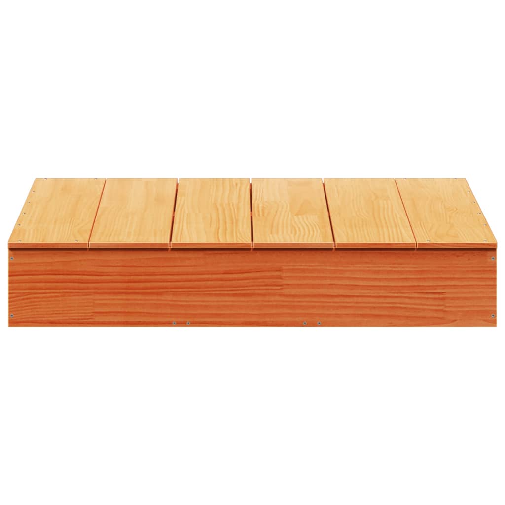 vidaXL Arenero con tapa madera maciza de pino marrón 111x111x19,5 cm