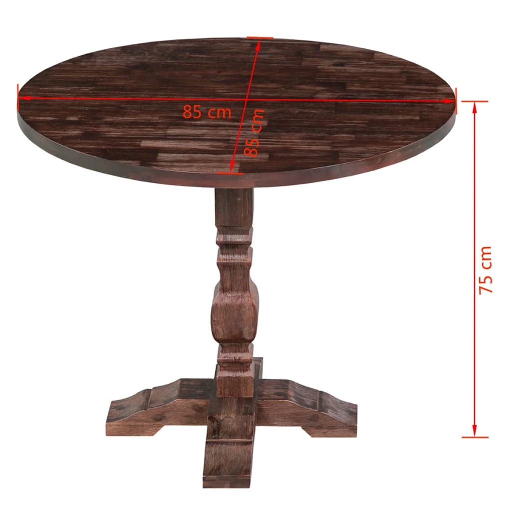 vidaXL Mesa de comedor de pedestal de madera maciza de acacia 85x75cm
