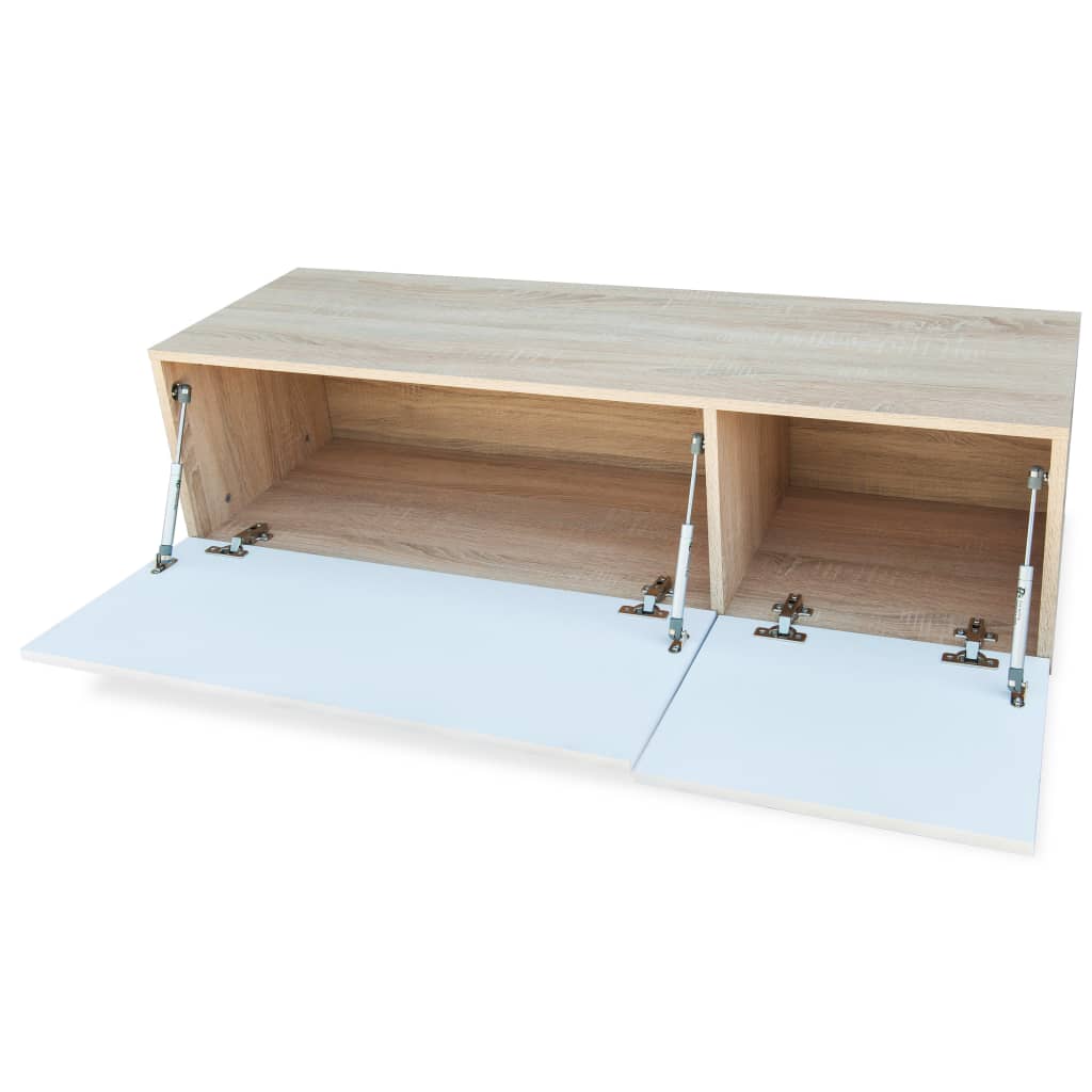 vidaXL Mueble de TV 2 piezas madera ingeniería blanco brillo y roble