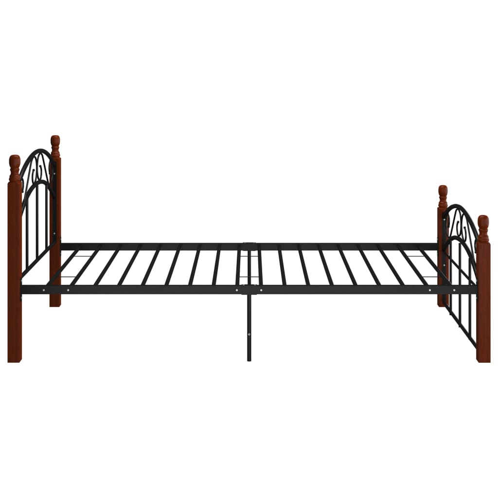 vidaXL Estructura de cama metal y madera maciza de roble 100x200 cm