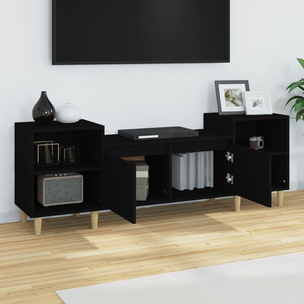 vidaXL Mueble para TV madera contrachapada negro 160x35x55 cm
