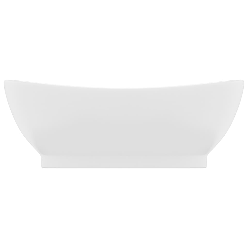 vidaXL Lavabo lujoso con rebosadero cerámica blanco mate 58,5x39 cm