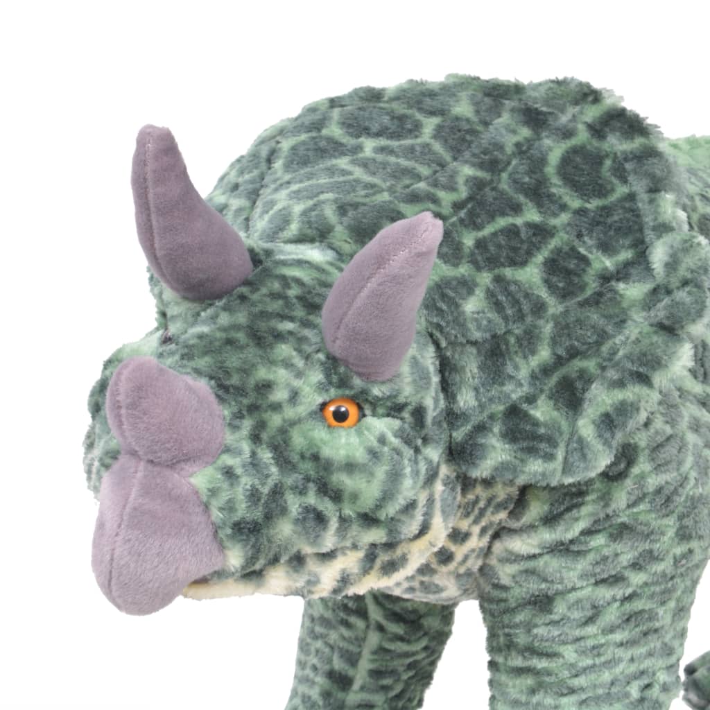 vidaXL Dinosaurio triceratops de peluche de pie verde XXL