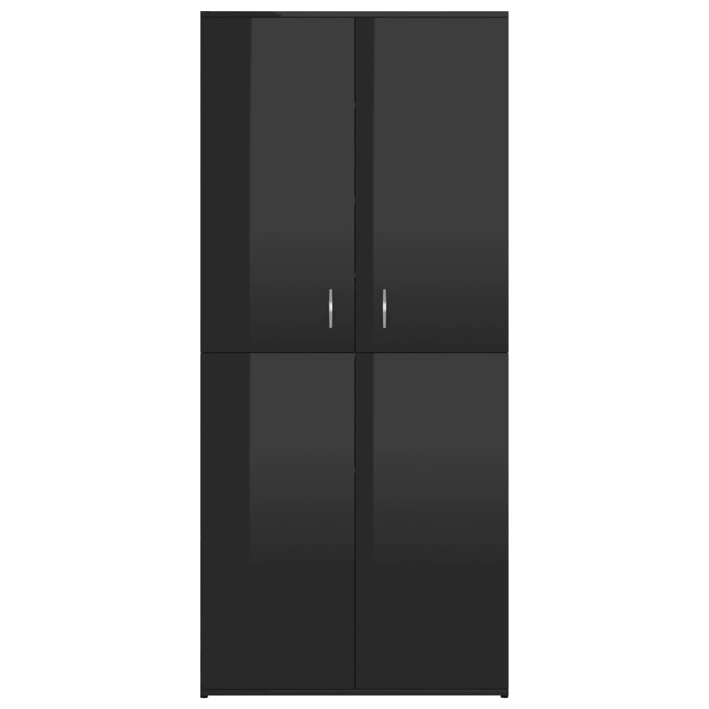vidaXL Mueble zapatero contrachapada negro brillo 80x39x178 cm