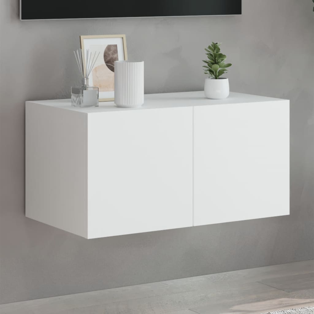 vidaXL Mueble de TV de pared con luces LED blanco 60x35x31 cm