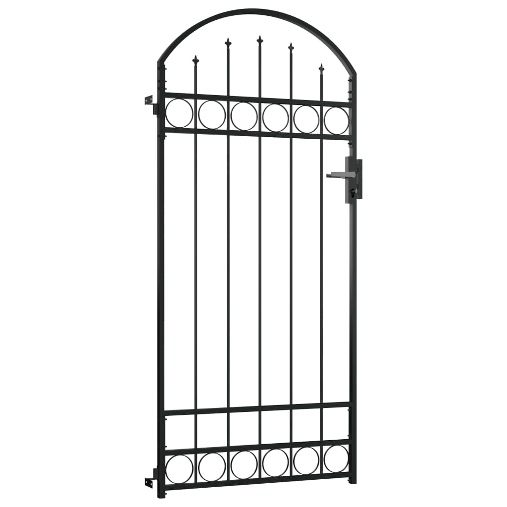 vidaXL Puerta de jardín con arco de acero negro 89x200 cm