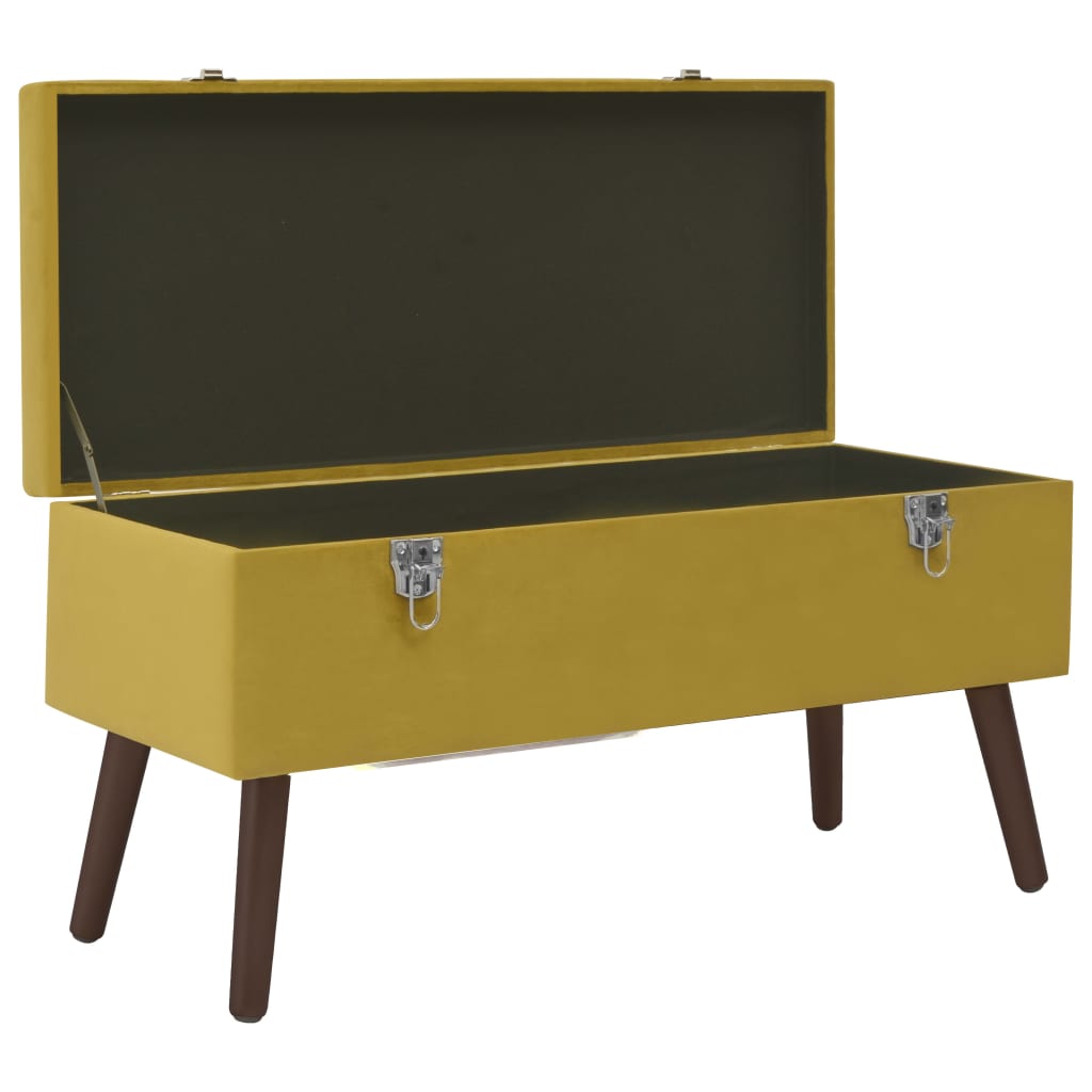 vidaXL Banco con compartimento terciopelo amarillo mostaza 80 cm