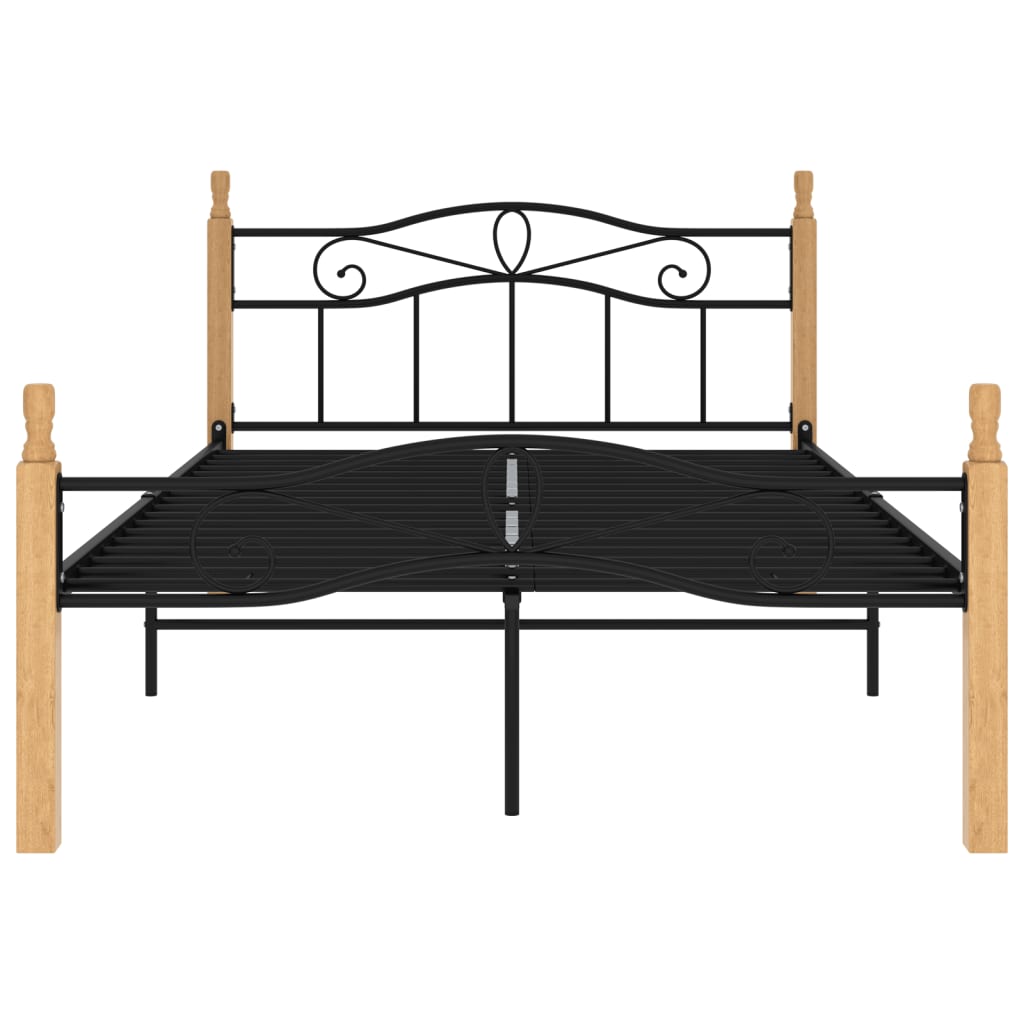 vidaXL Estructura de cama madera maciza roble metal negro 120x200 cm