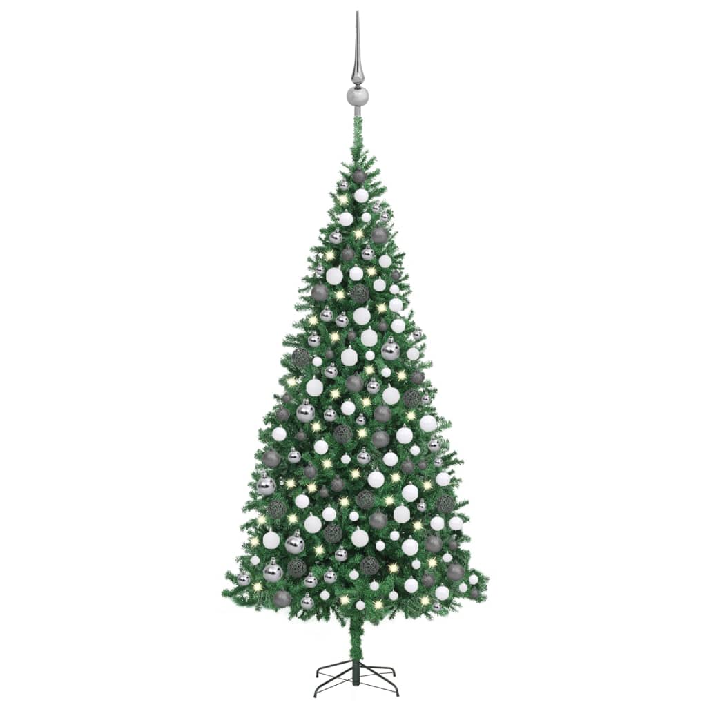 vidaXL Árbol de Navidad artificial con luces LEDs y bolas verde 300 cm
