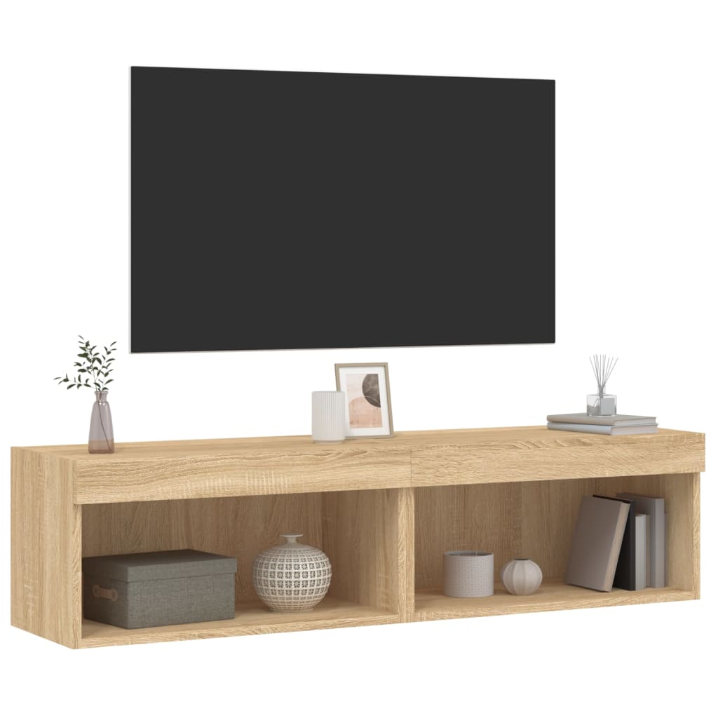 vidaXL Muebles para TV con luces LED 2 uds roble Sonoma 60x30x30 cm