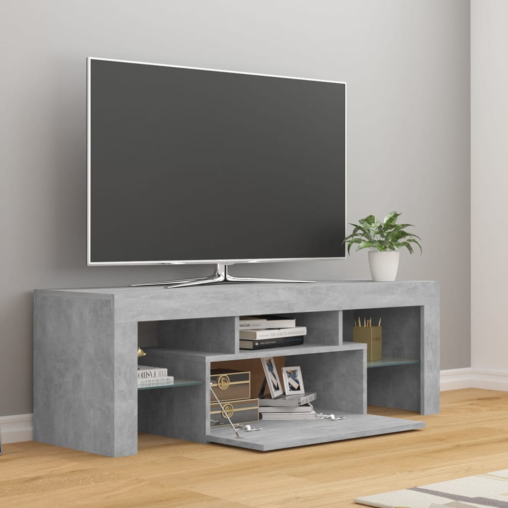vidaXL Mueble de TV con luces LED gris hormigón 120x35x40 cm