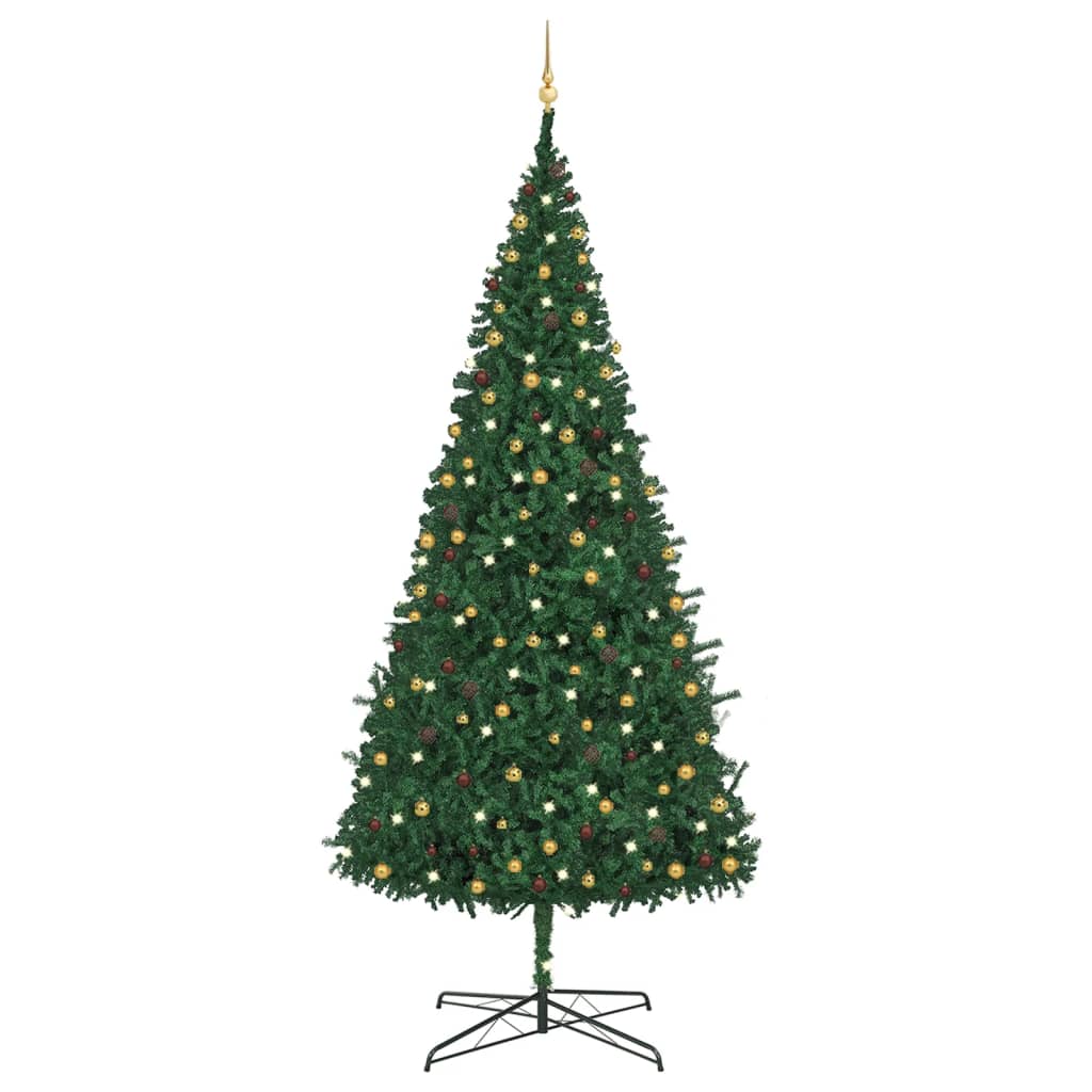 vidaXL Árbol de Navidad preiluminado con luces y bolas verde 400 cm