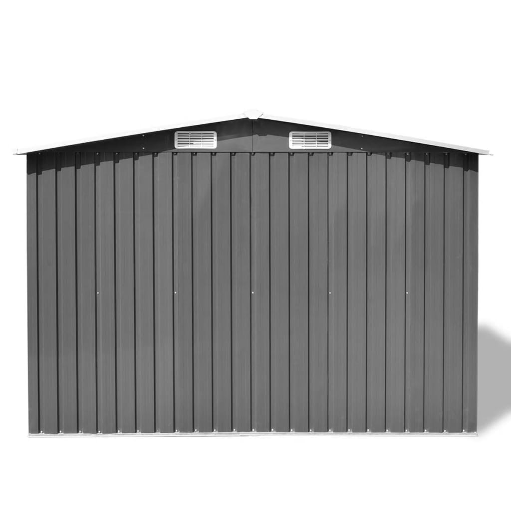 vidaXL Caseta de jardín de metal 257x205x178 cm gris