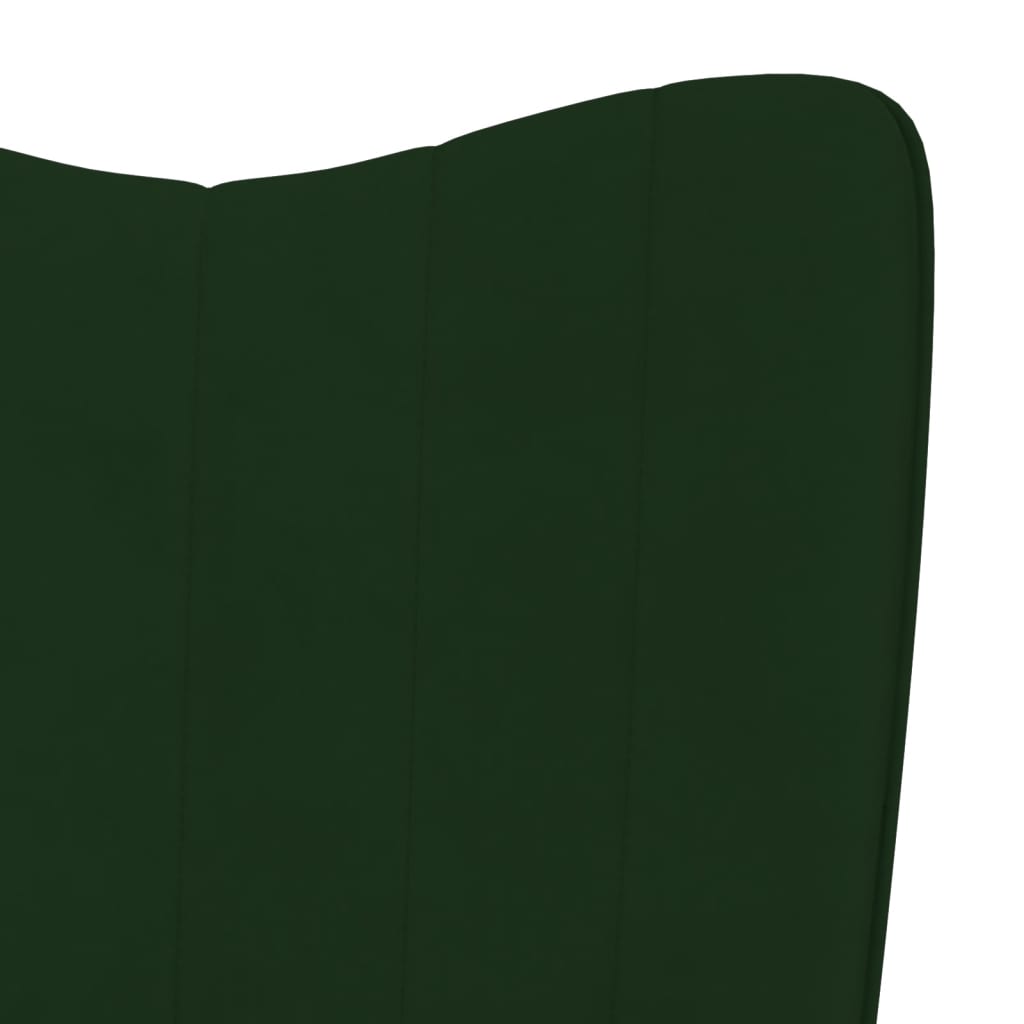 vidaXL Silla mecedora con reposapiés terciopelo verde oscuro