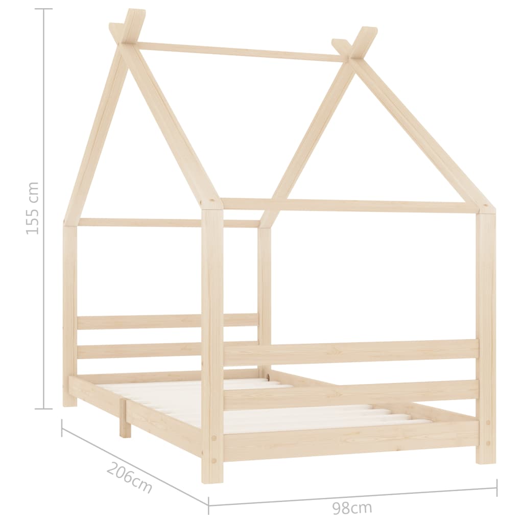 vidaXL Estructura de cama infantil de madera maciza de pino 90x200 cm