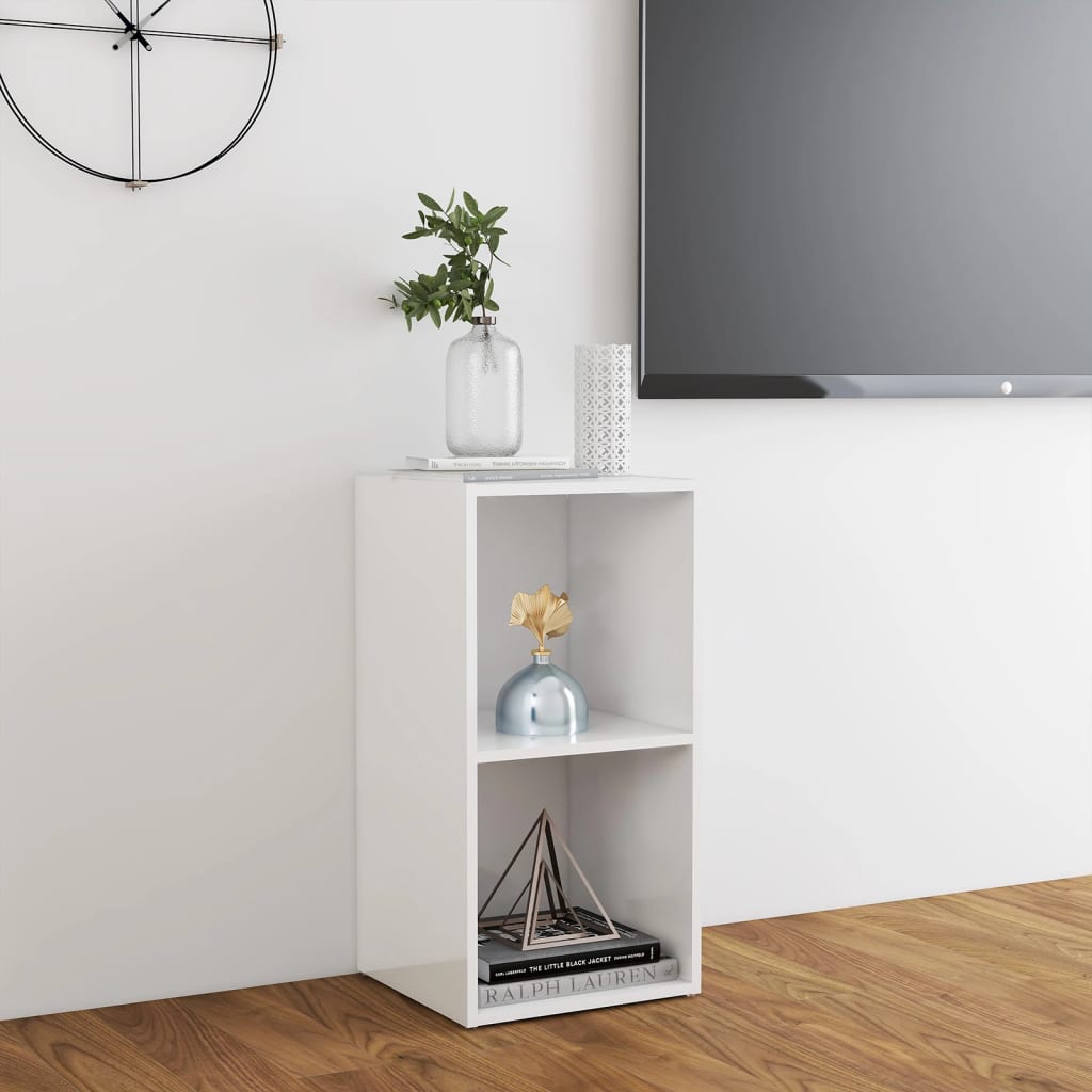 vidaXL Mueble para TV madera contrachapada blanco brillo 72x35x36,5 cm