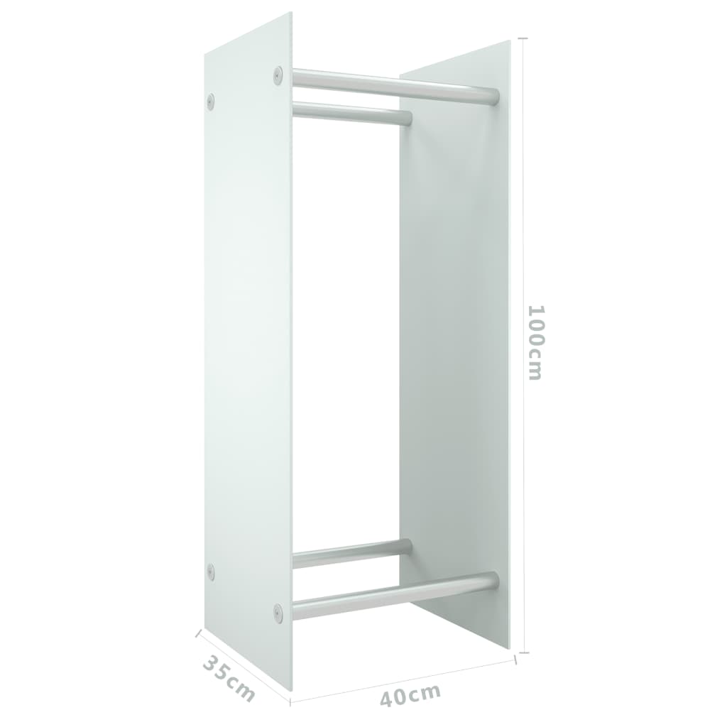 vidaXL Leñero de vidrio templado blanco 40x35x100 cm