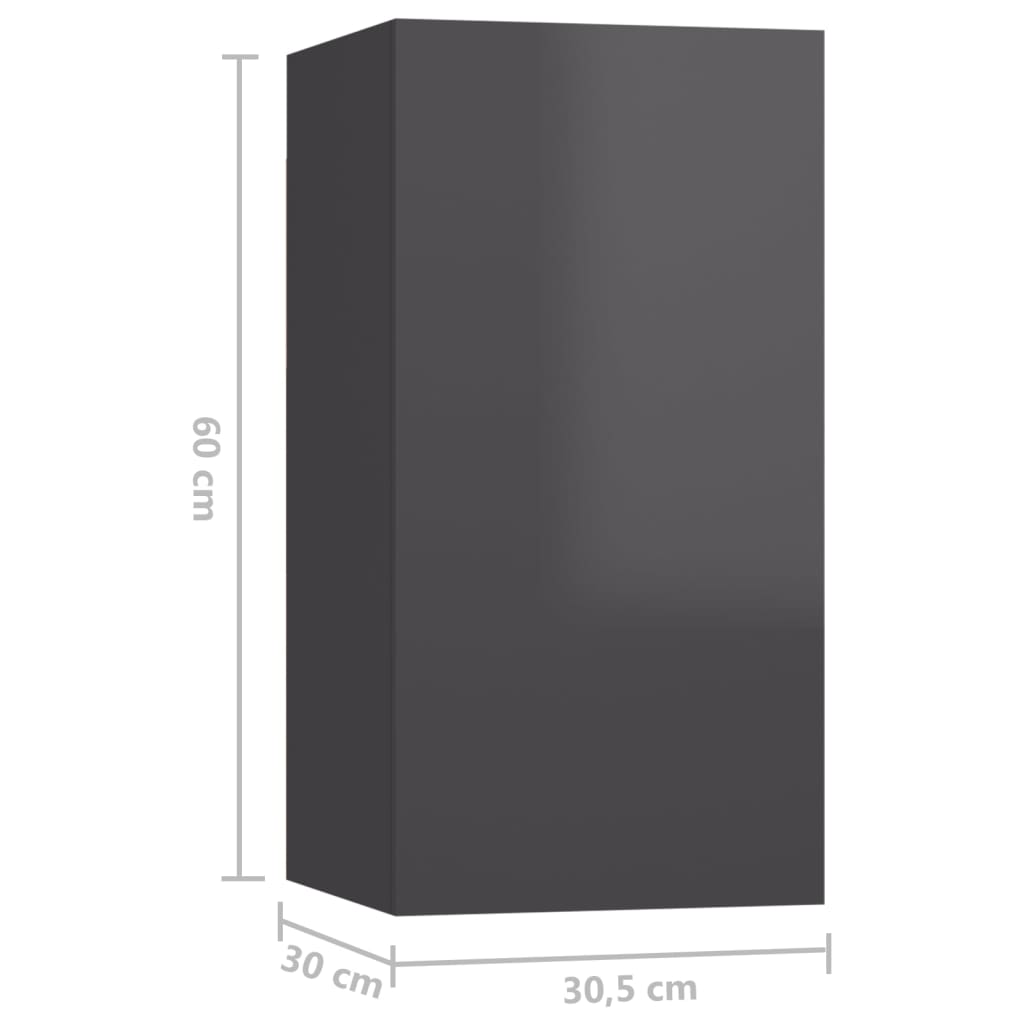 vidaXL Muebles para TV 7 uds aglomerado gris brillante 30,5x30x60 cm