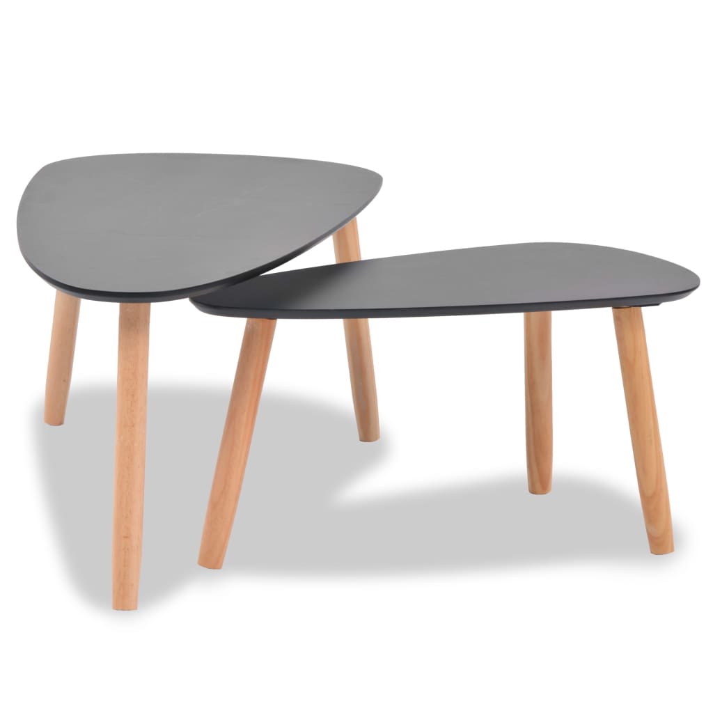 vidaXL Set de mesas de centro 2 unidades madera maciza de pino negro