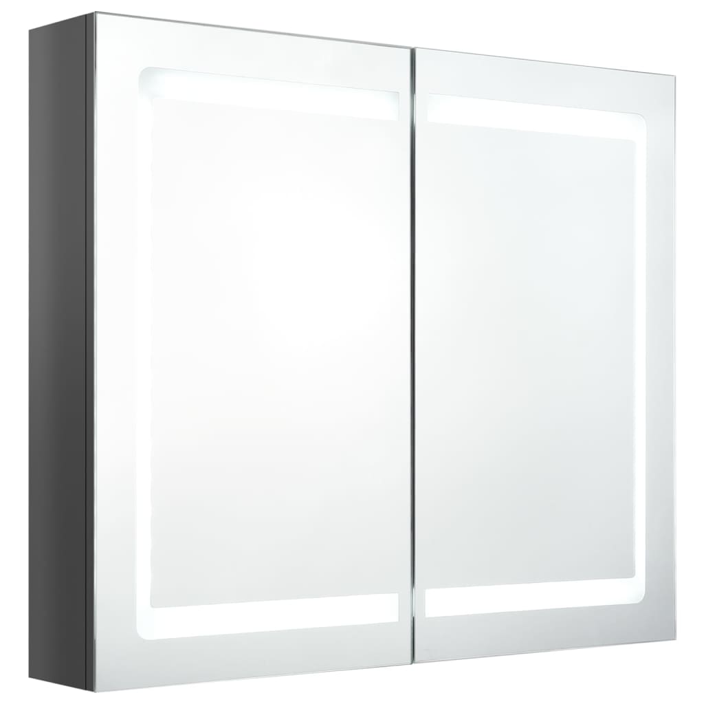 vidaXL Armario de baño con espejo LED gris brillante 80x12x68 cm