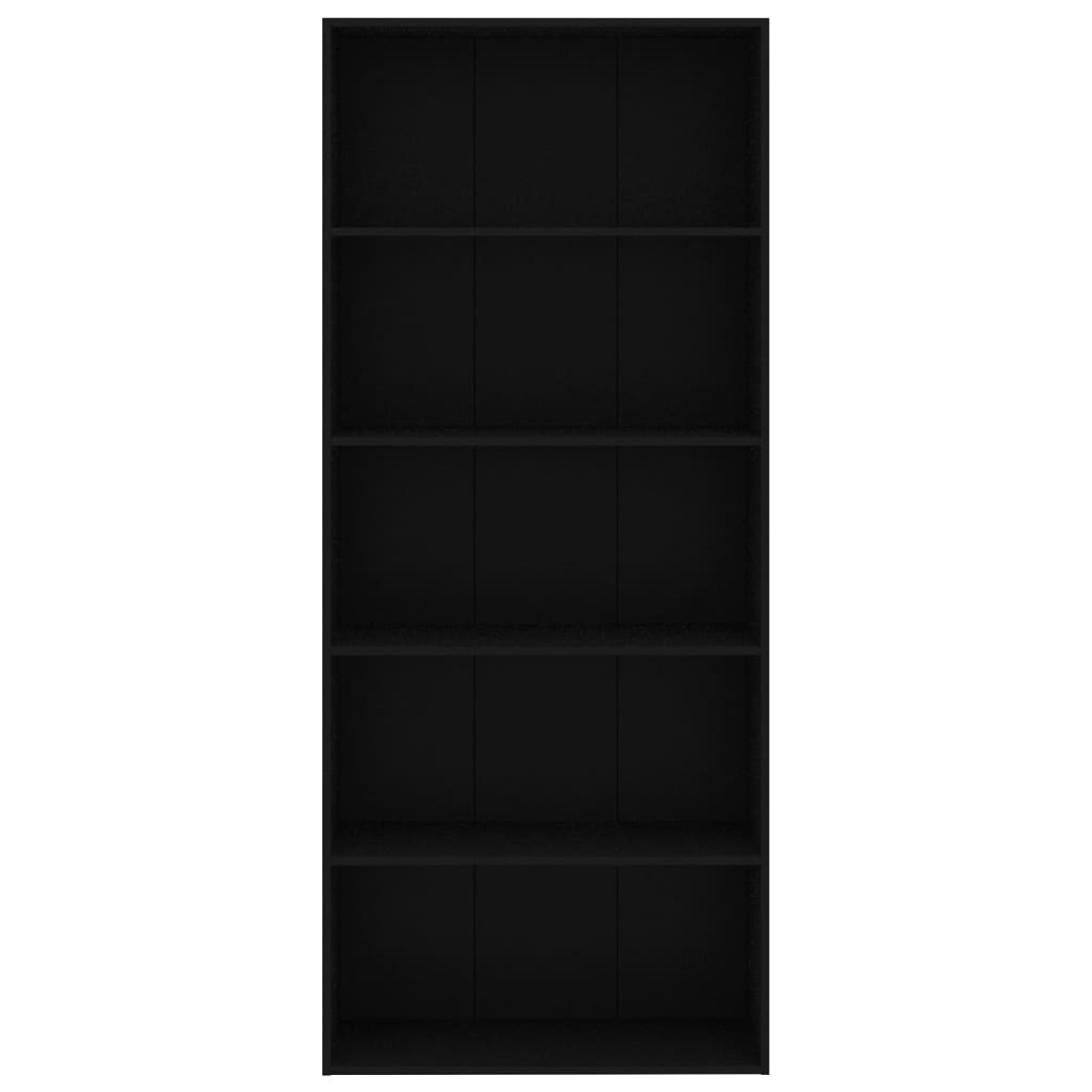 vidaXL Estantería de 5 niveles madera contrachapada negra 80x30x189 cm