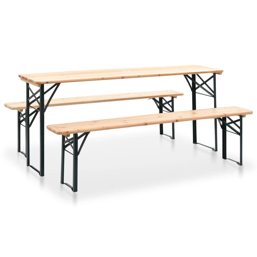 vidaXL Mesa de jardín plegable con 2 bancos madera de pino 177 cm