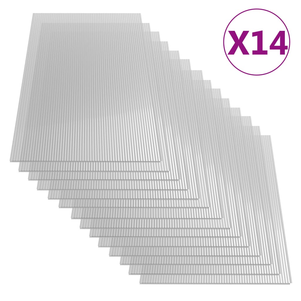 vidaXL Paneles de policarbonato 14 unidades 4 mm 121x60 cm