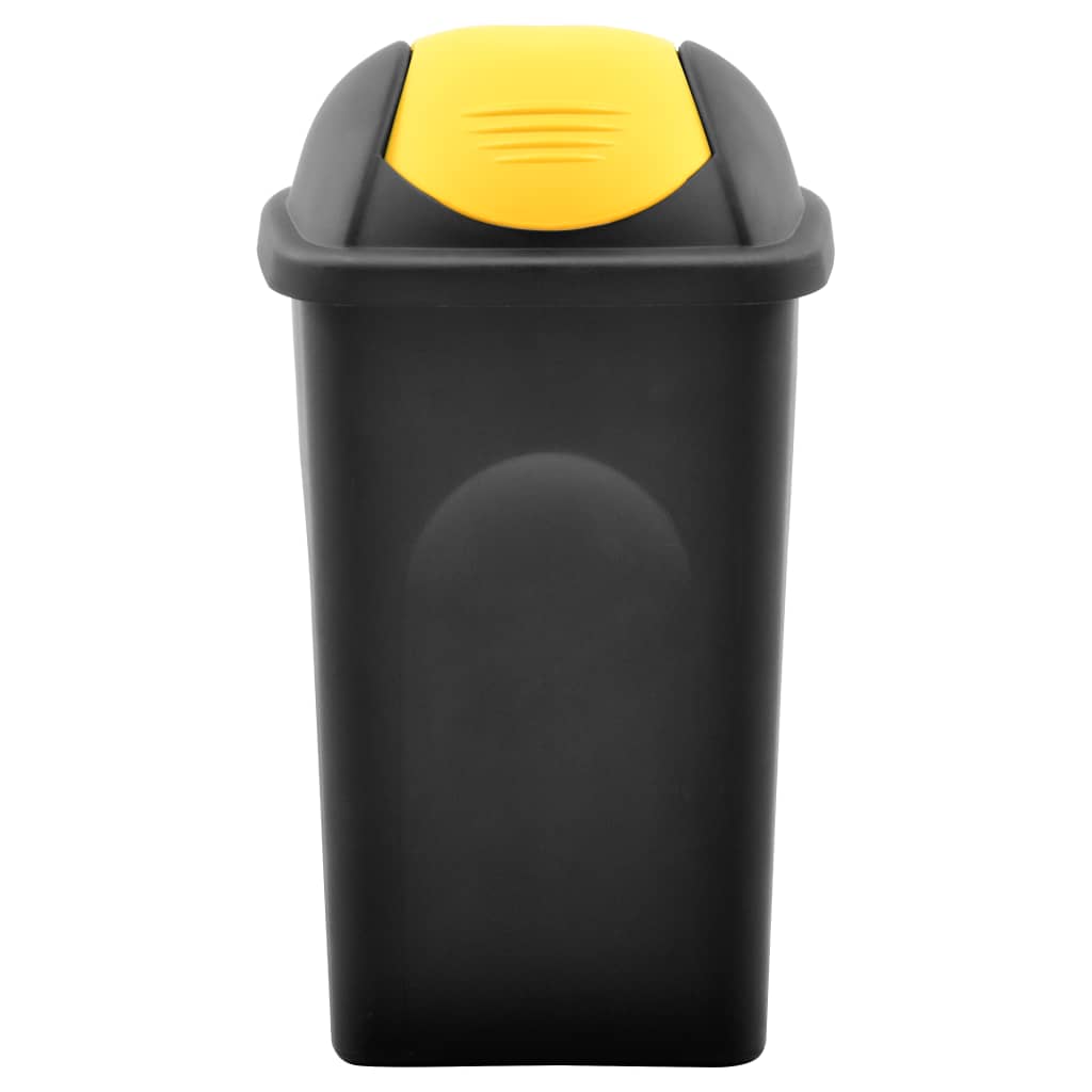 vidaXL Cubo de basura con tapa oscilante 60 L negro y amarillo