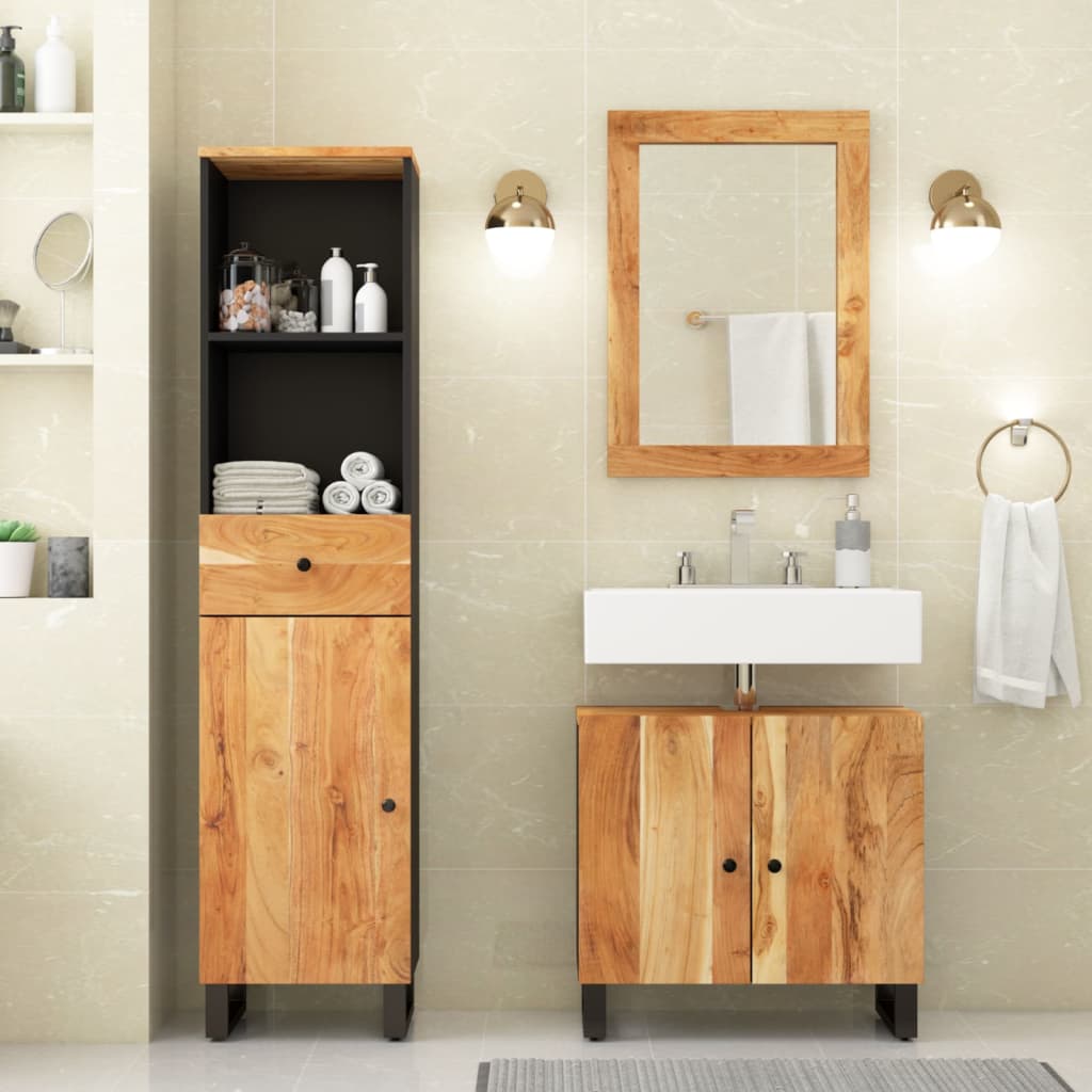 vidaXL Conjunto de muebles de baño 3 piezas madera maciza de acacia