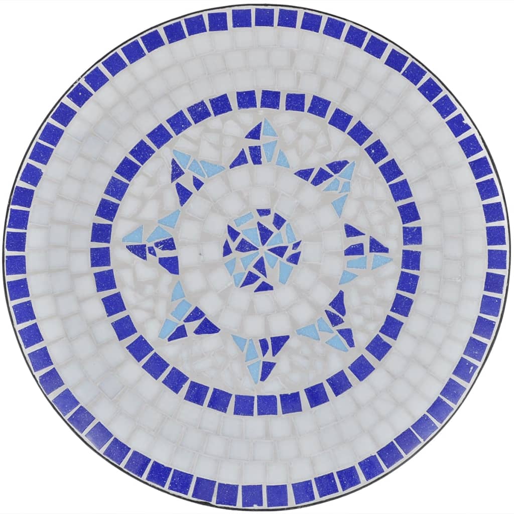 vidaXL Mesa de bistro terraza mosaico azul y blanco 60 cm