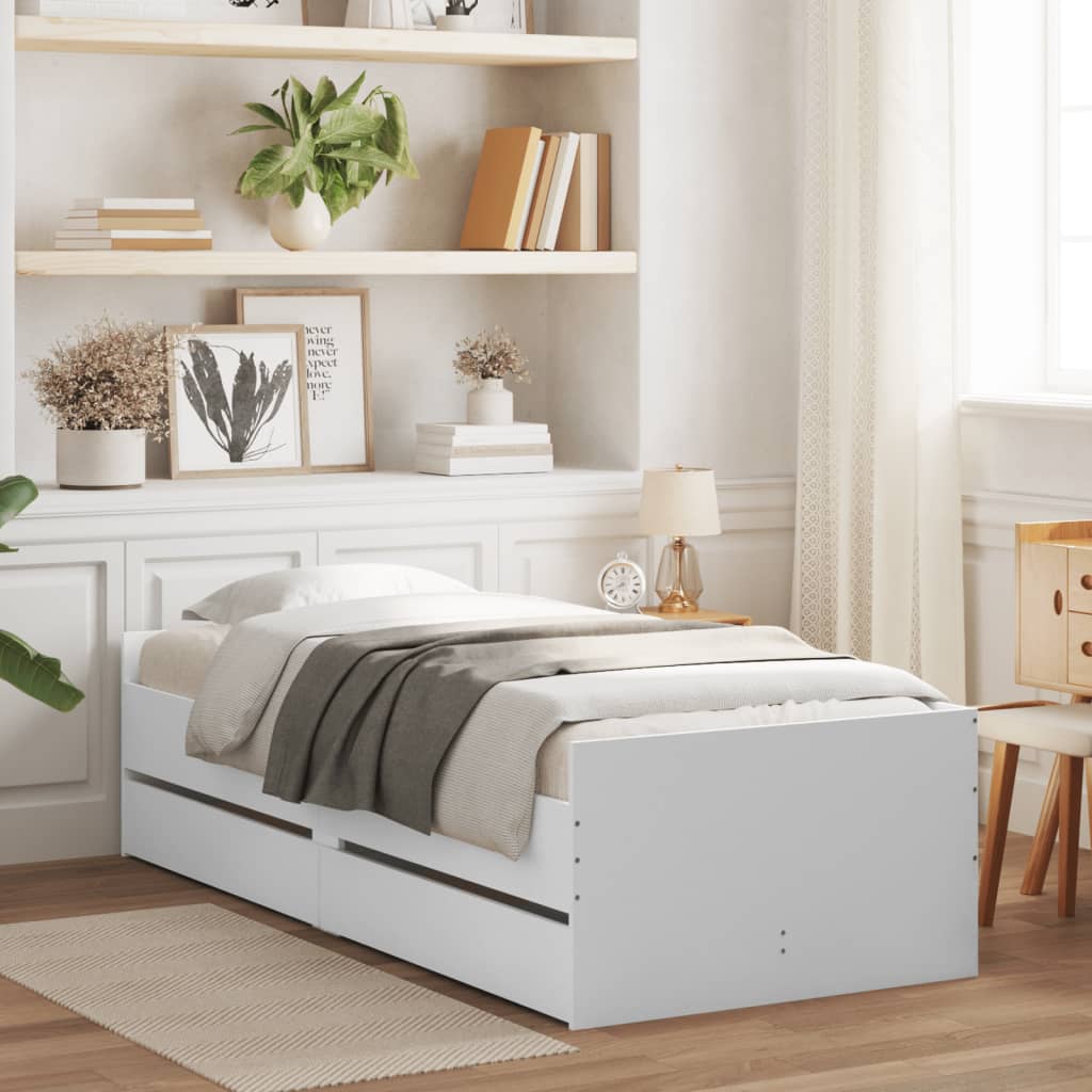 vidaXL Estructura de cama con cajones blanco 75x190 cm