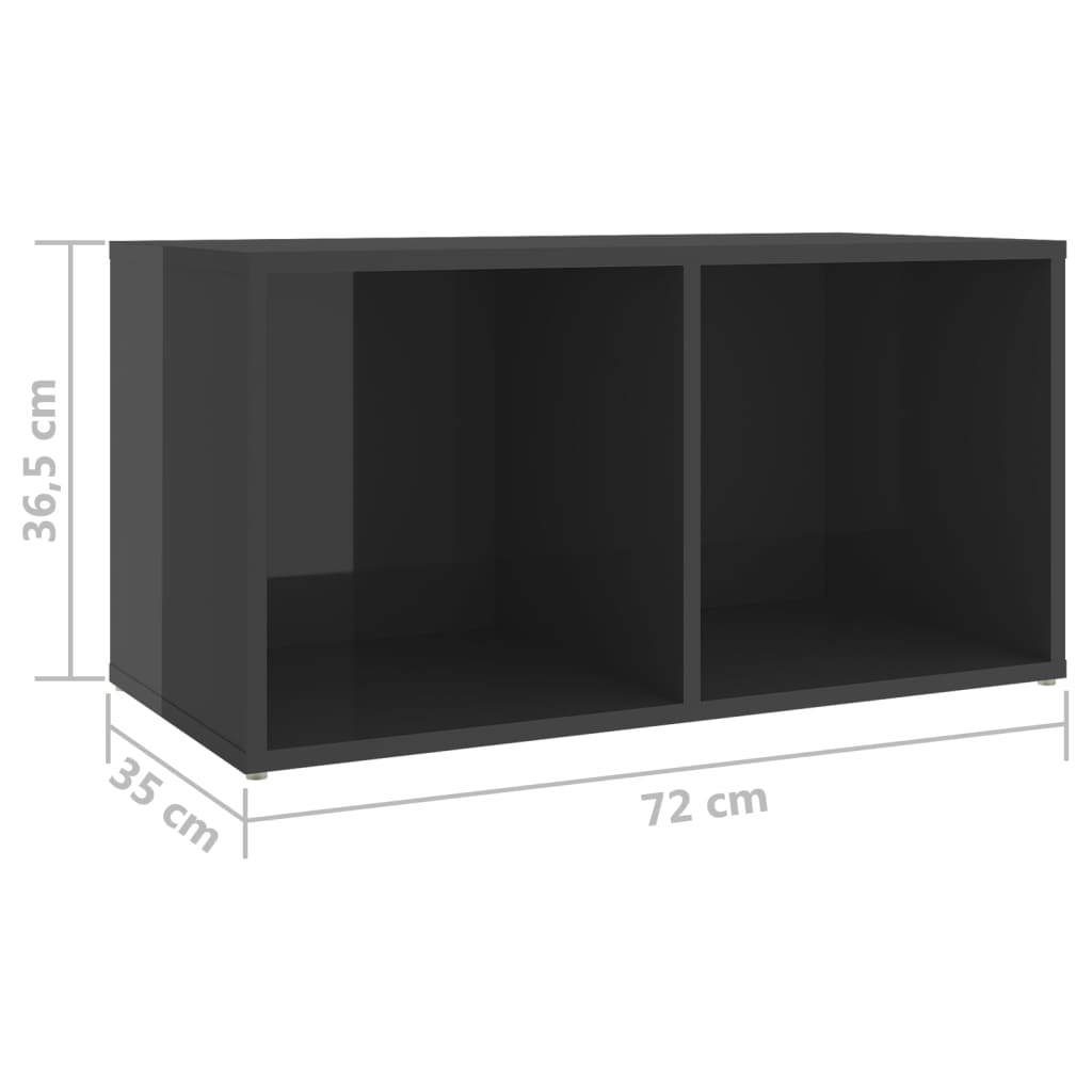 vidaXL Muebles para TV 2 uds aglomerado gris brillante 72x35x36,5 cm