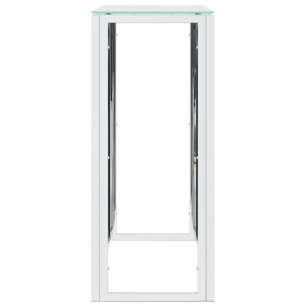 vidaXL Mesa consola acero inoxidable y vidrio 110x30x70 cm
