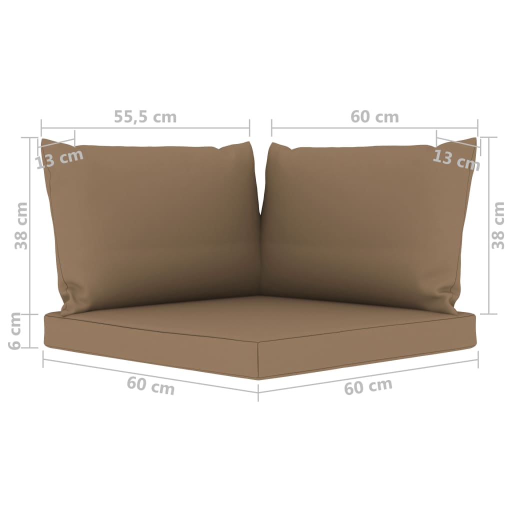 vidaXL Cojines para sofá de palés 3 piezas tela gris taupe