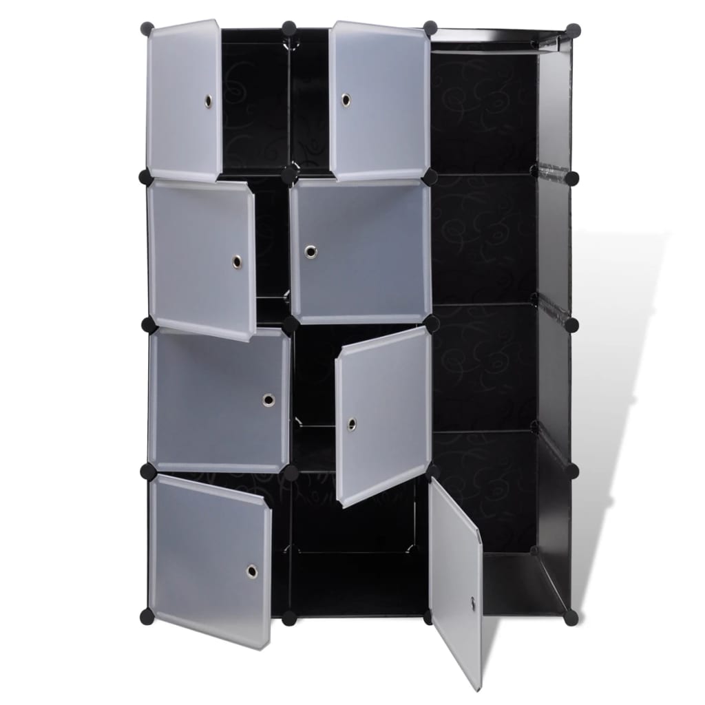 vidaXl Armario modular 9 compartimentos negro y blanco 37x115x150 cm