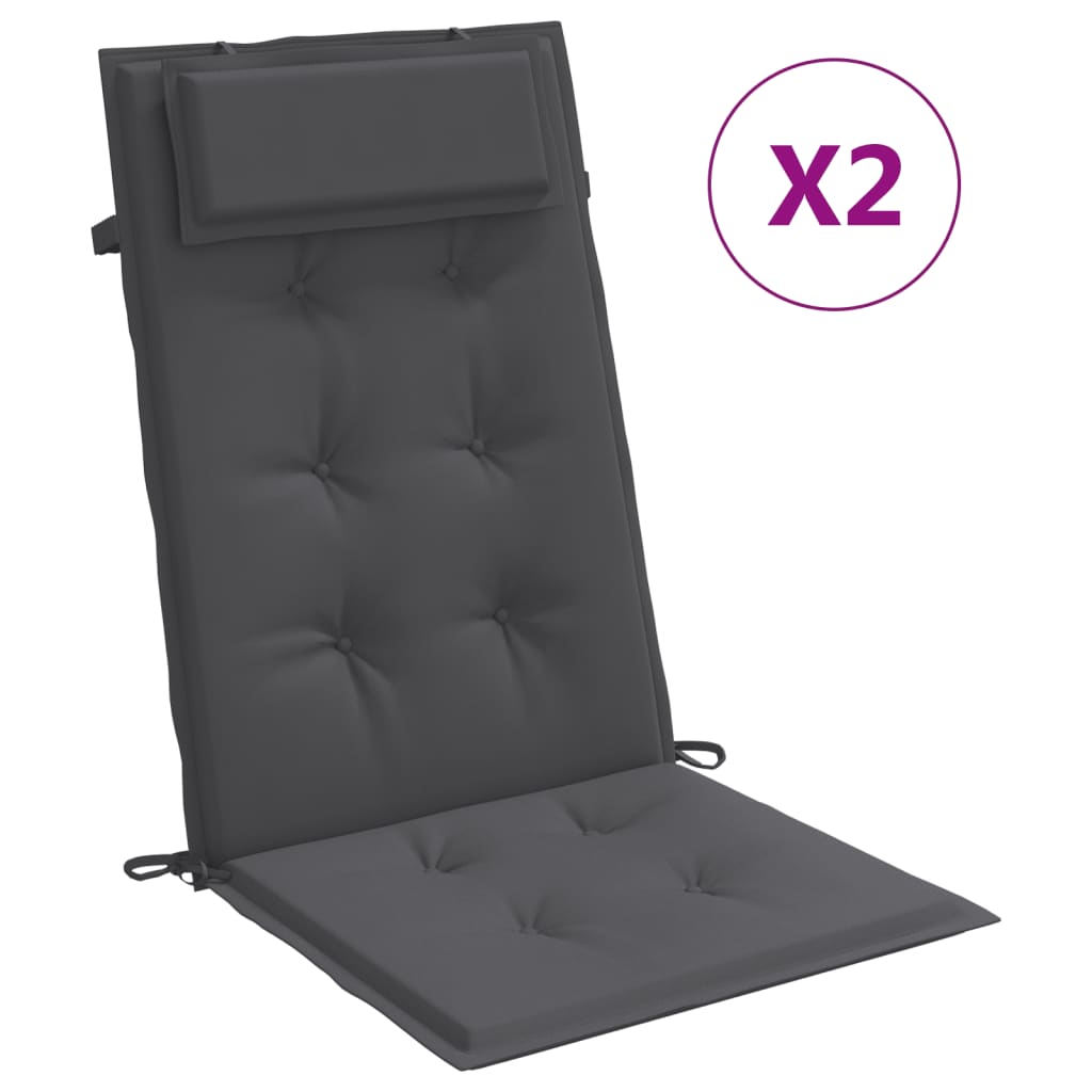 vidaXL Cojines de silla respaldo alto 2 uds tela Oxford gris antracita