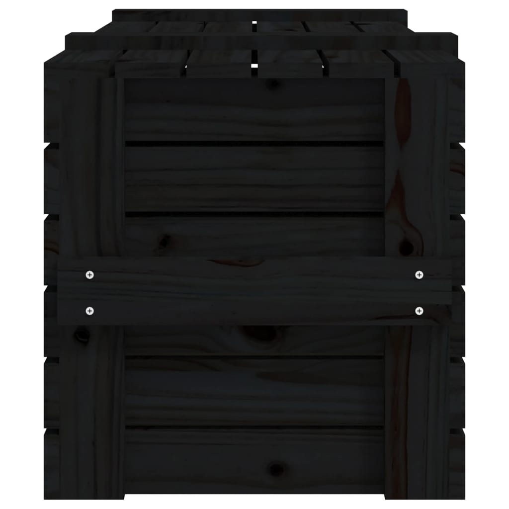 vidaXL Caja de almacenaje madera maciza de pino negro 91x40,5x42 cm