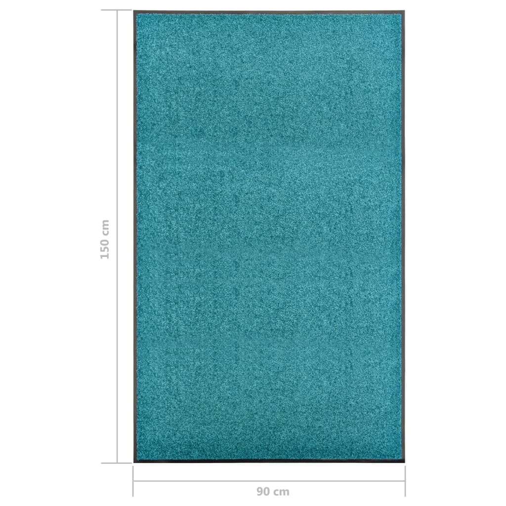 vidaXL Felpudo lavable azul cian 90x150 cm