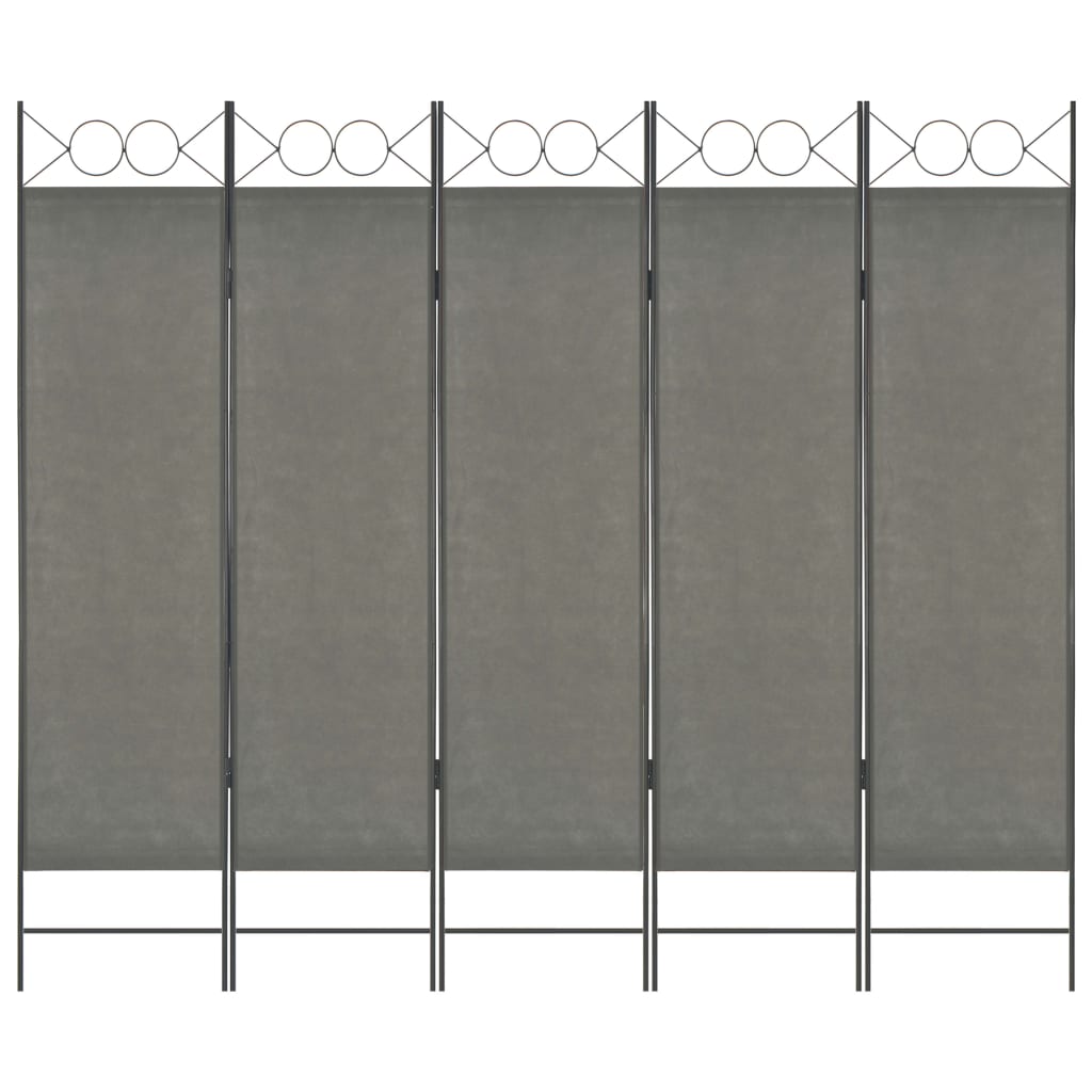 vidaXL Biombo divisor de 5 paneles gris antracita 200x180 cm