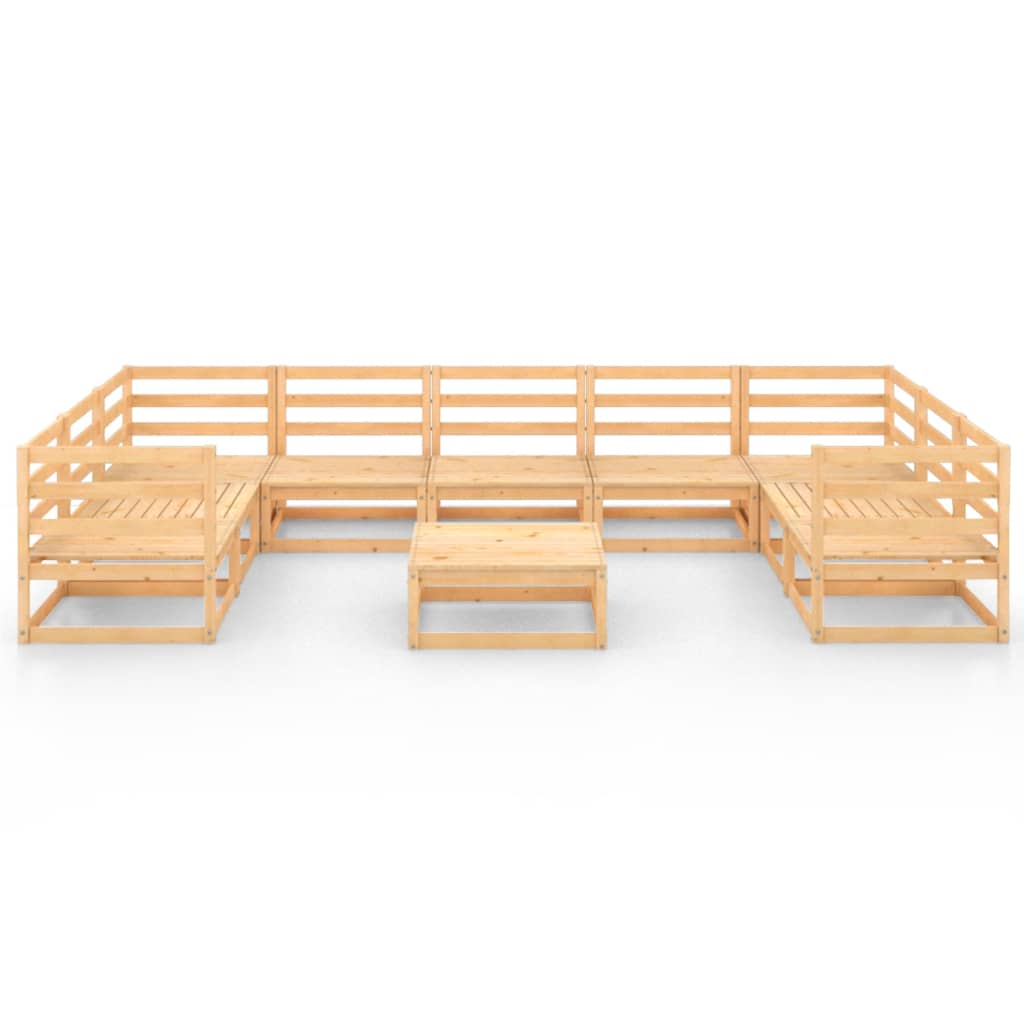 vidaXL Muebles de jardín 10 piezas madera de pino maciza