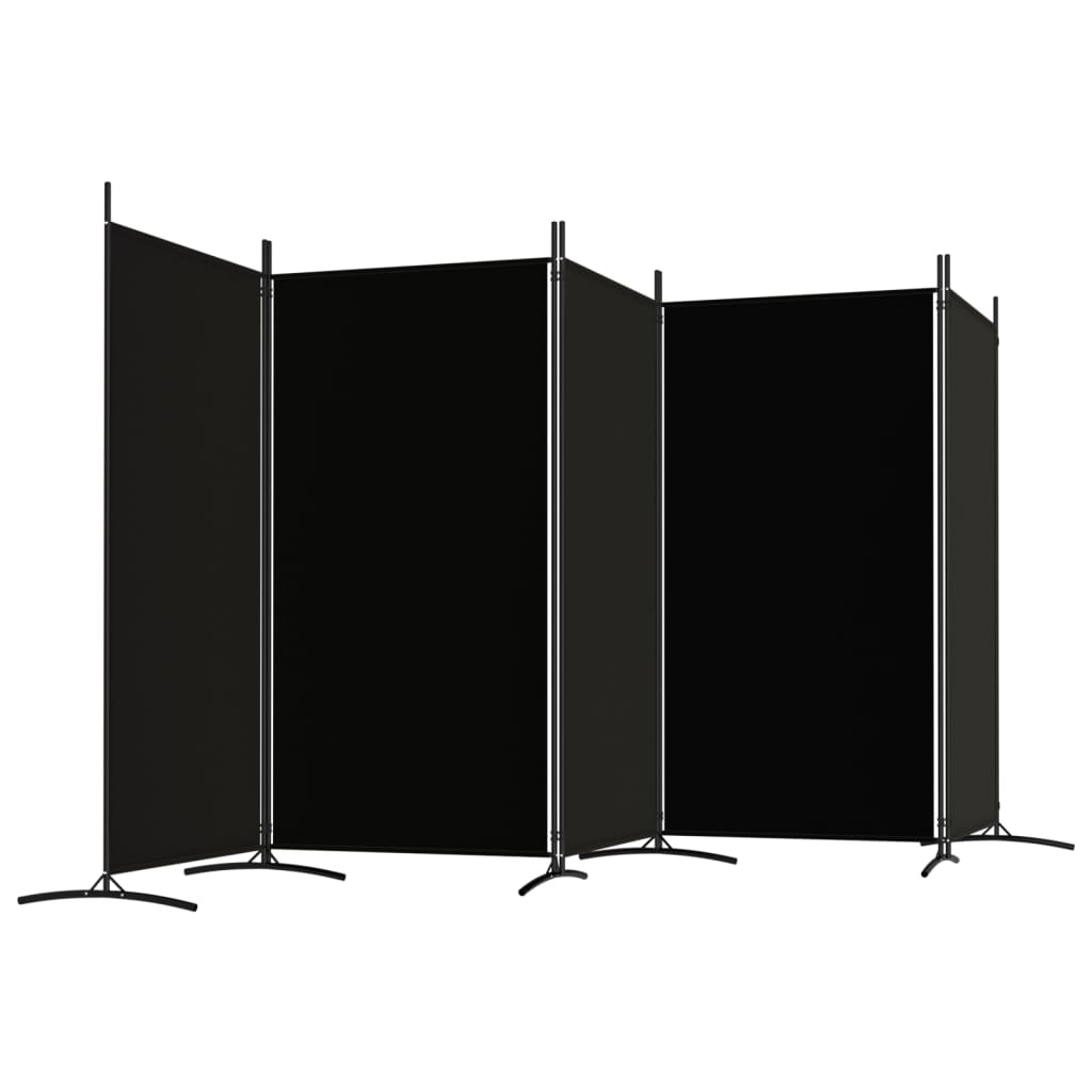 vidaXL Biombo divisor de 5 paneles de tela negro 433x180 cm