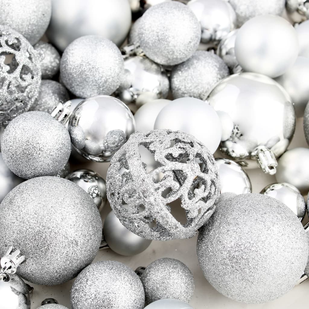 vidaXL Lote de bolas de Navidad 100 unidades plateadas 3/4/6 cm