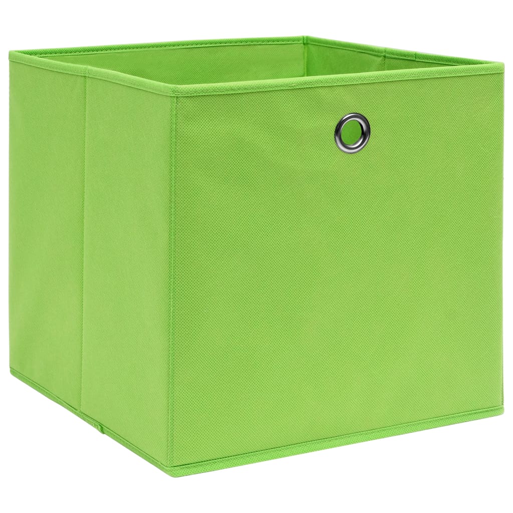 vidaXL Cajas de almacenaje 4 uds tela verde 32x32x32 cm