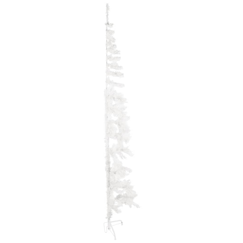vidaXL Medio árbol de Navidad artificial con soporte blanco 210 cm
