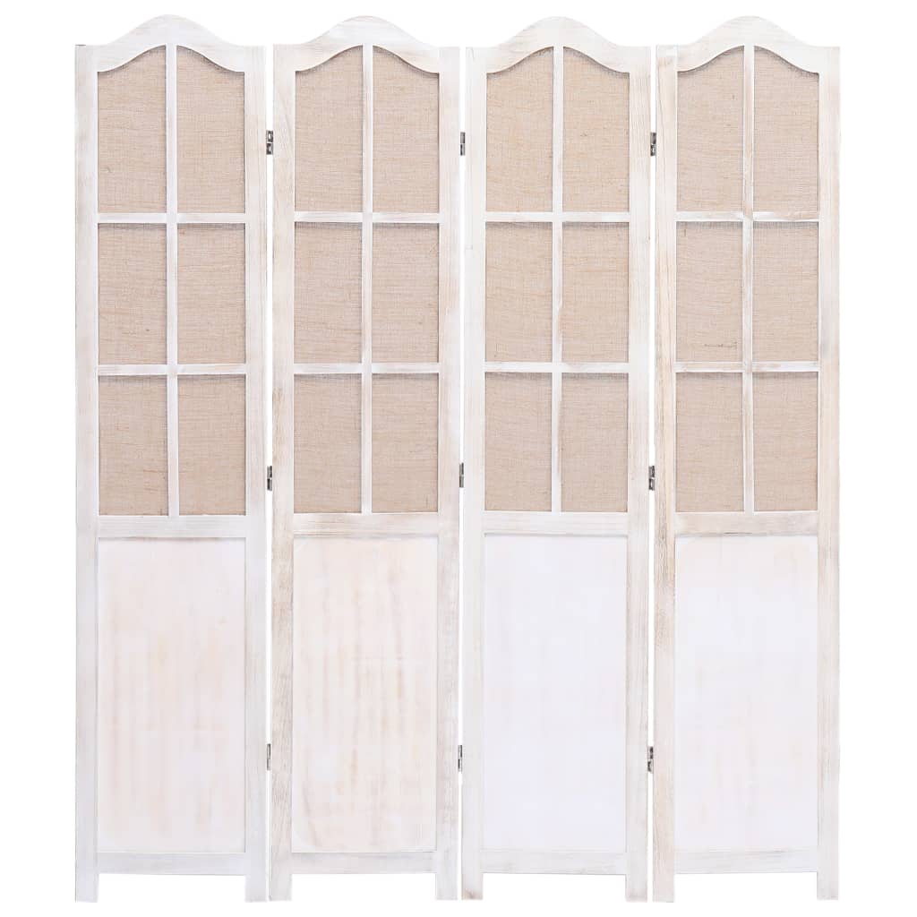 vidaXL Biombo de 4 paneles de tela blanco 140x165 cm