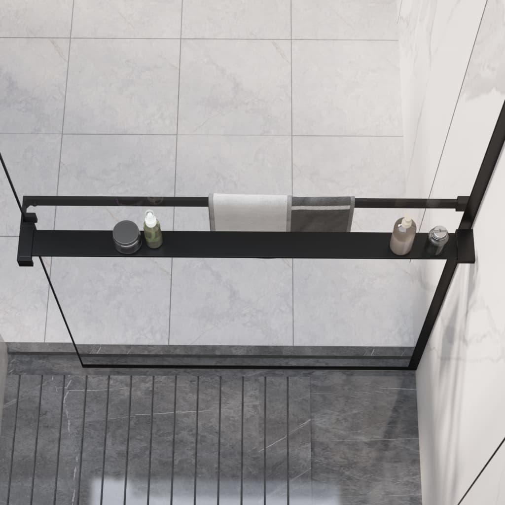 vidaXL Estante para pared de ducha aluminio negro 90 cm