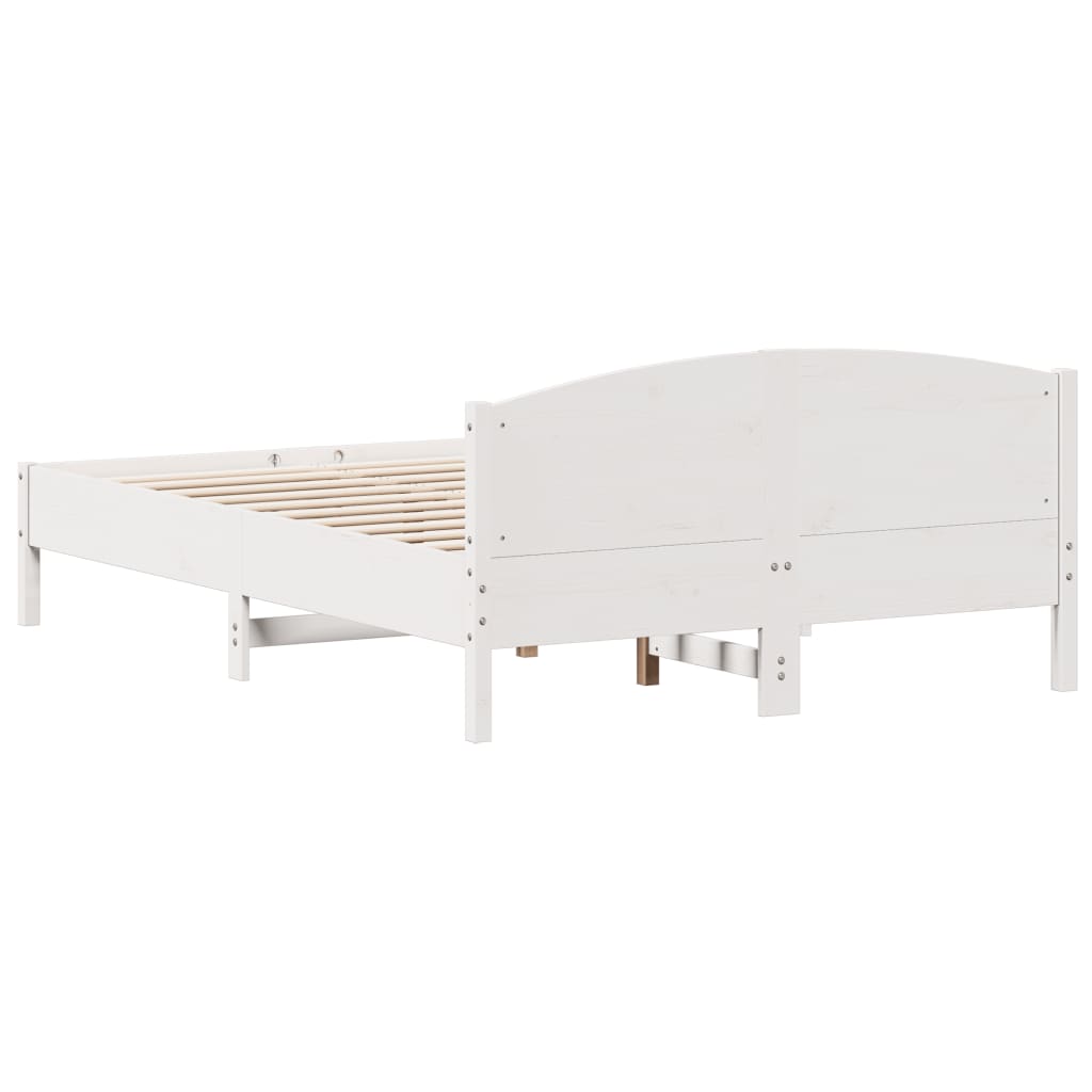 vidaXL Estructura de cama con cabecero madera pino blanco 160x200 cm