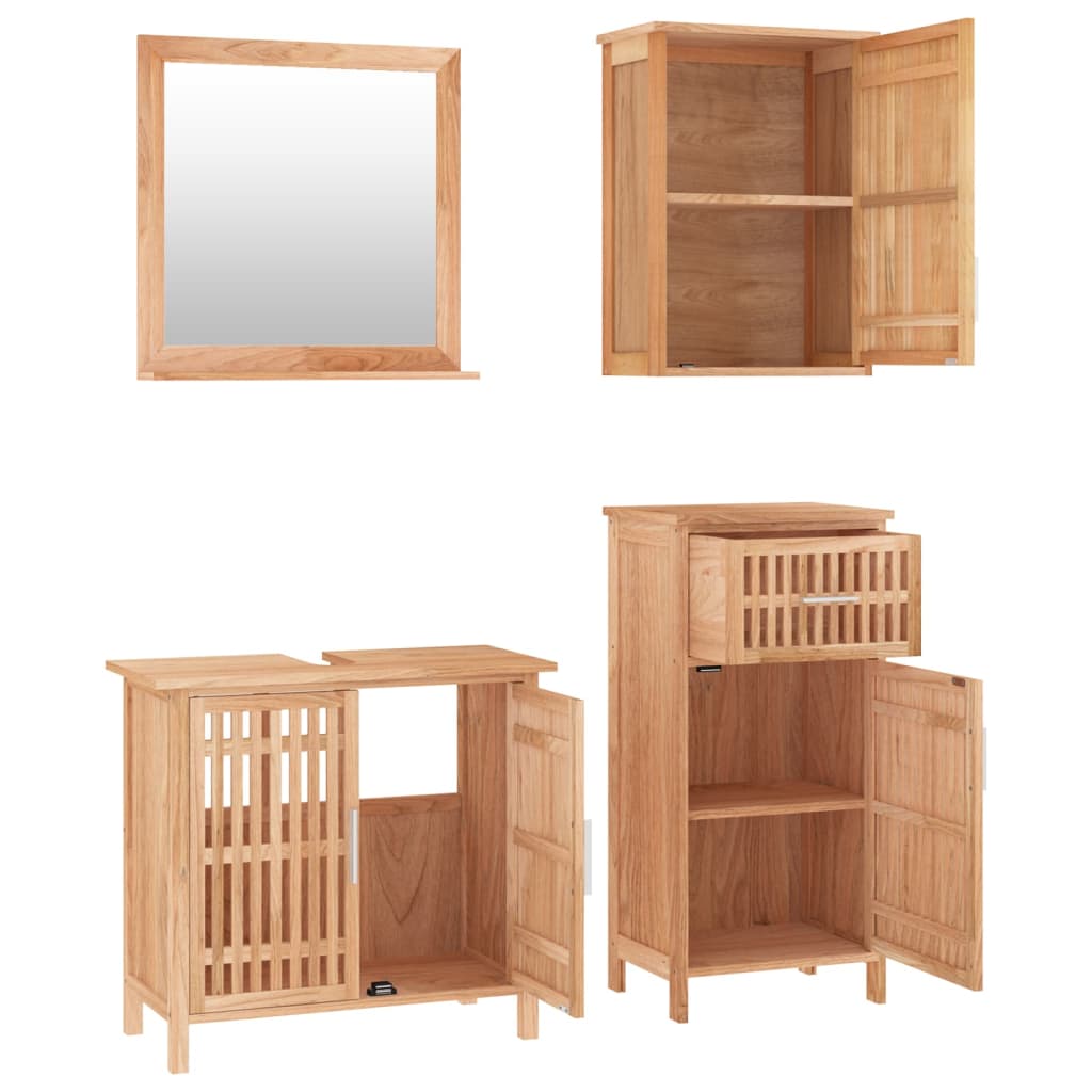 vidaXL Conjunto de muebles de baño 4 piezas madera maciza de nogal