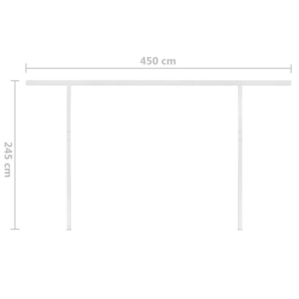 vidaXL Toldo manual retráctil con postes amarillo y blanco 4,5x3,5 m