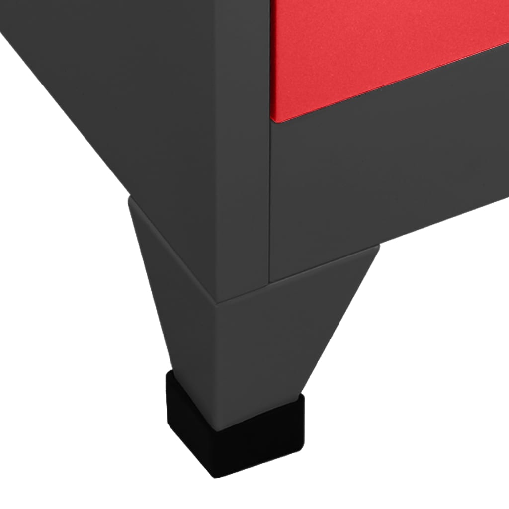 vidaXL Taquilla de acero gris antracita y rojo 90x40x180 cm
